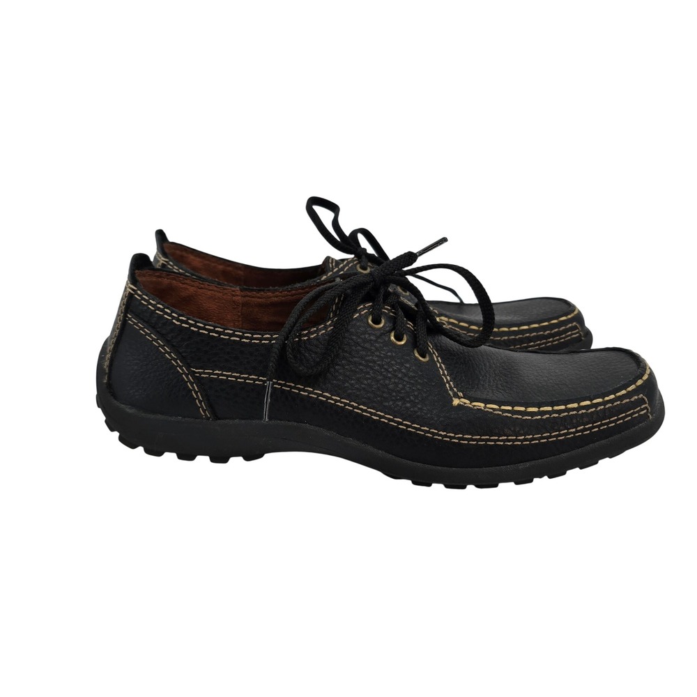 Naturalizer Harriet Black Leather Lace Up Loafers Contrast Stitch 7.5 N 72464